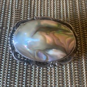 Sterling silver mother of pearl vintage brooch